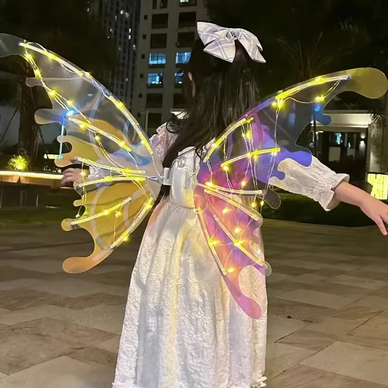 Jumon Electric Moving Fairy Wings Glowing Shiny Girls Princess Butterfly Wings Cosplay Costume Dress Up Led Party