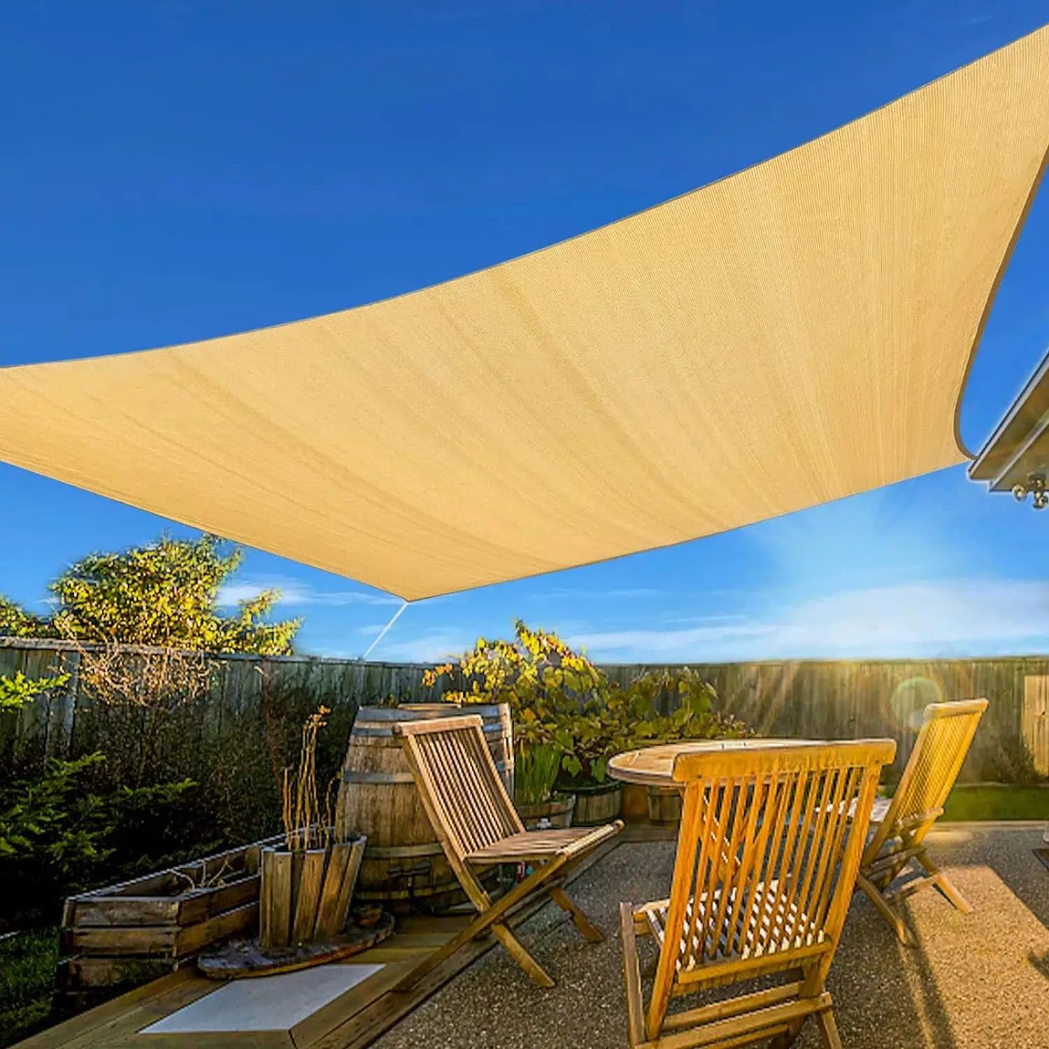 XZ OEM ODM 160GSM180GSM Garden Car Park Triangle Rectangle Canopy Waterproof Plastic HDPE Sun Shade Sails Outdoor Ivory Beige