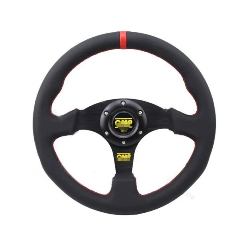 Drifting Racing 330mm Flat Sport Drift Leather Alloy Steering Wheel Red 320mm for MOP BOSS Hub Adapter