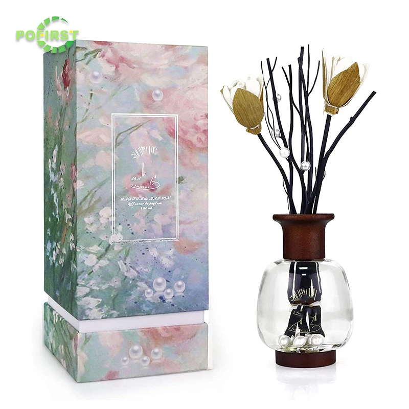 multi function incense expander wood reed diffuser jar luxury glass black
