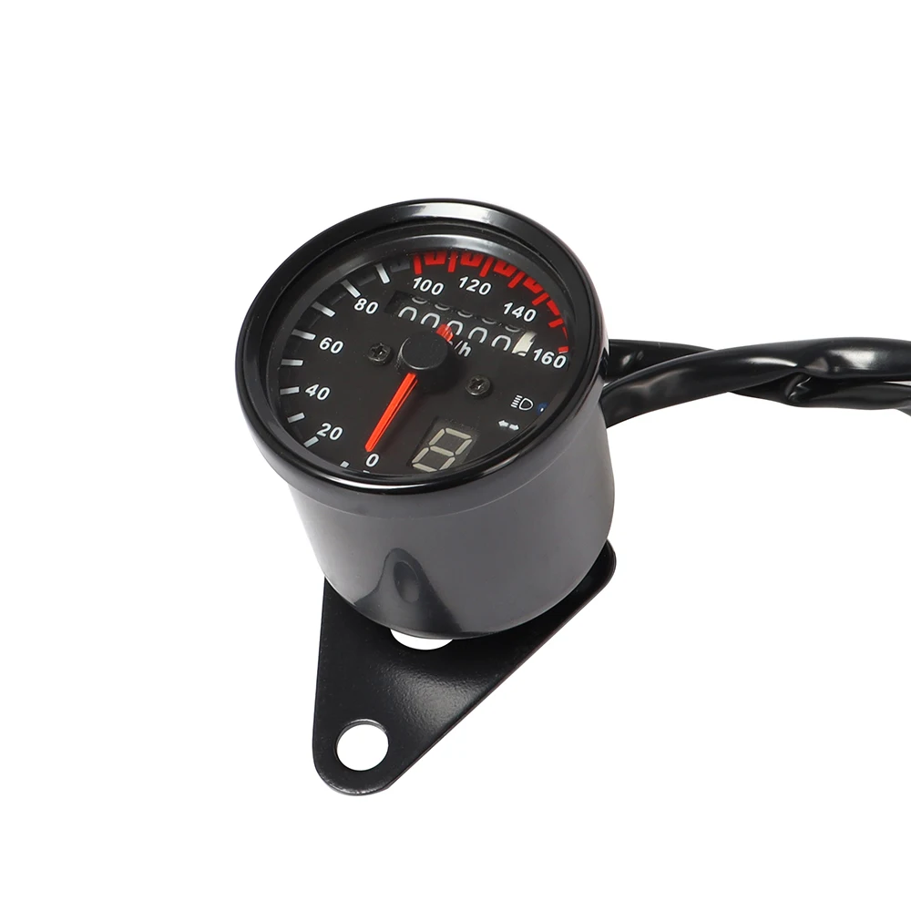 Free Shipping Universal Motorcycle Cafe Racer Speedometer odometer Gauge 0-160 km/u Instrument with LED Indicator