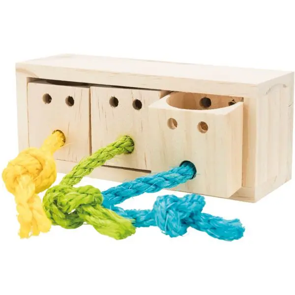 
Small Animal Rabbit Bunny Wooden Snack Treat Cube Interactive Toy 