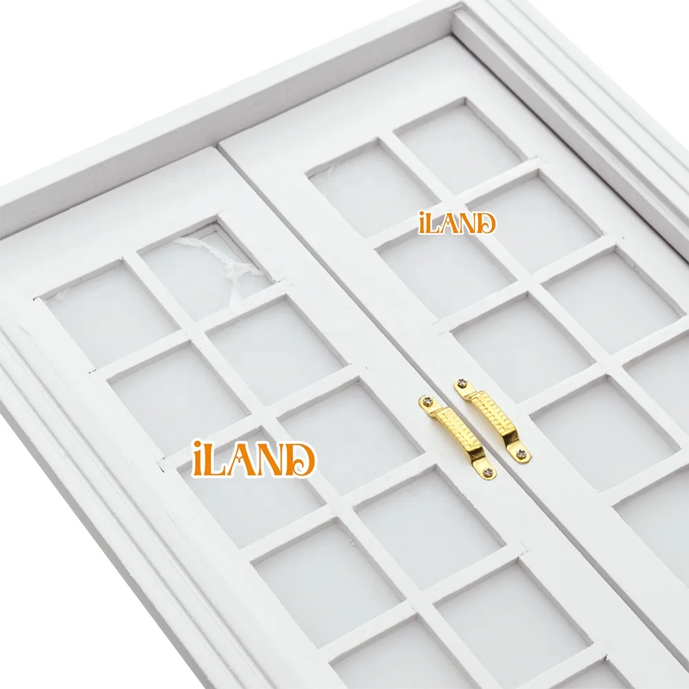 iLAND Miniature Dollhouse Accessories, 1:12 Dolls House Furniture Mini Wooden Exterior Door 28 Panels