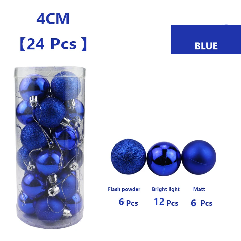 
2019 Factory selling 24pcs plastic Bright Christmas ball christmas tree decoration balls Shatterproof Xmas Tree Decoration Ball 