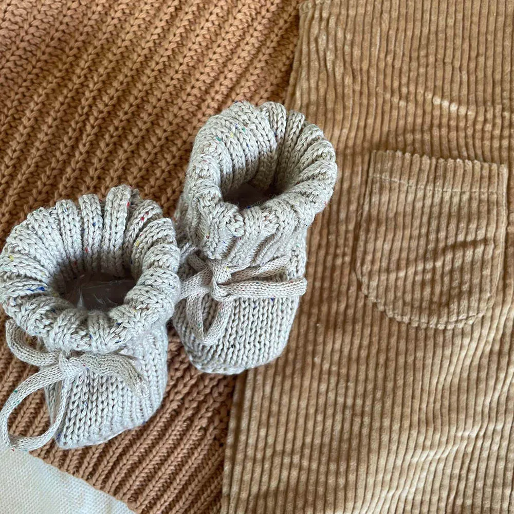 Custom baby speckled knit sprinkled cotton knitted newborn shoes toddler baby knit booties
