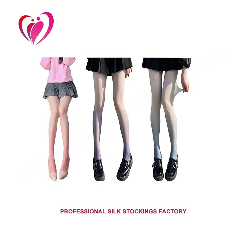 LH OEM Transparent Fashion Summer Gradient Color Pantyhose Women Sexy Silk Stockings