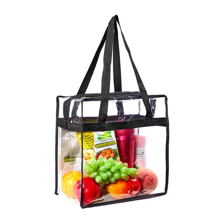 
Eco-friendly PVC Shopping Handbags Bag Tote Shopper Handles Transparent Clear Large Capacity 