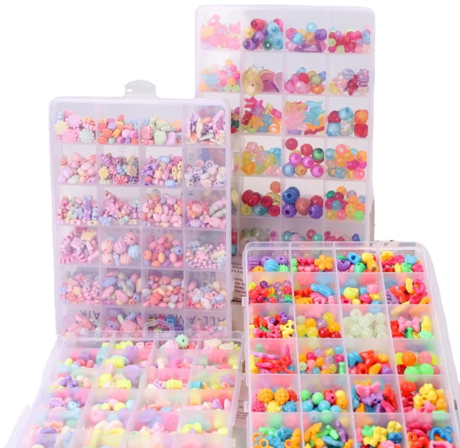 Набор детских игрушек из бисера, используется для рукоделия, акриловых бусин, используется для изготовления браслетов и ожерелий в качестве подарка