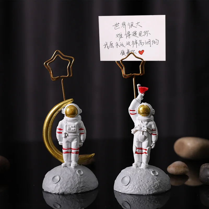Wholesale Customizable Mini Polyresin Astronaut Memo Picture Paper Clip Card Holder Office & Home Decoration Craft