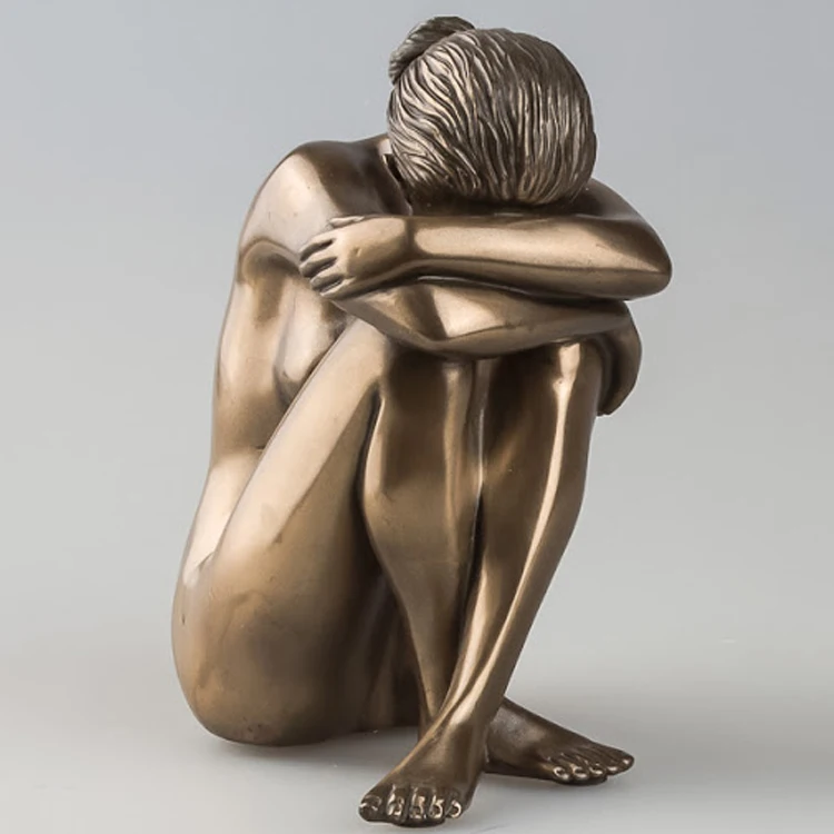 Modern garden decoration carved polished casting  bronze beautiful sexy woman sculpture