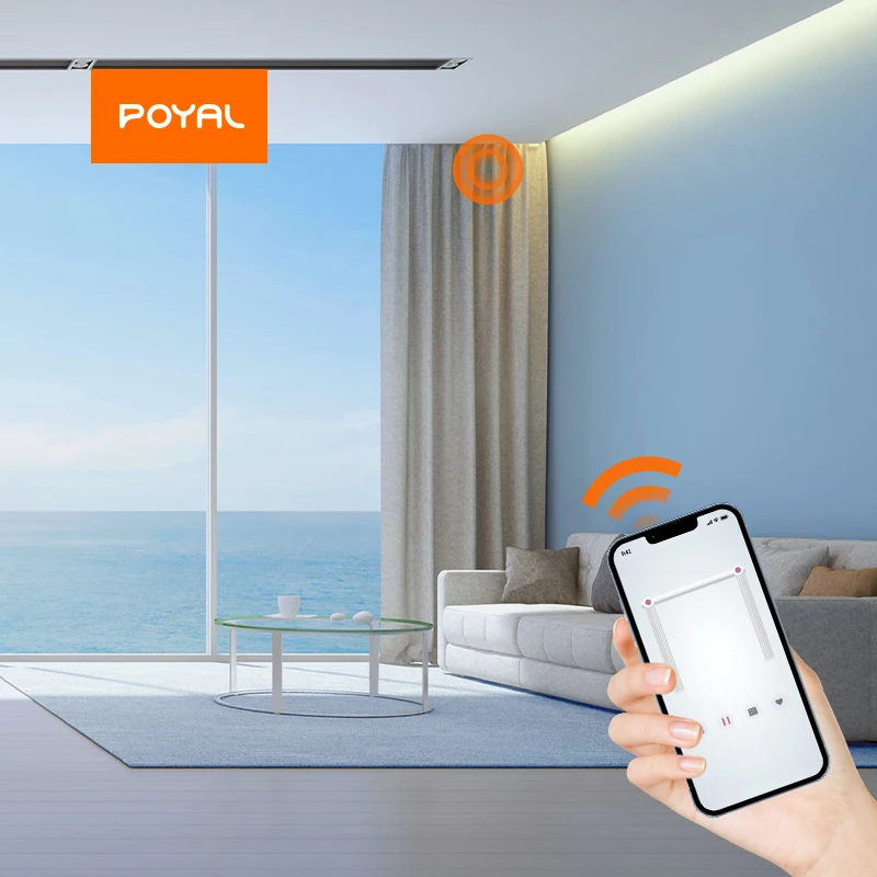 POYAL Curtain Motor with Aluminum Alloy Tracks Splicing Rails Motorized Curtains Smart Home Products Window Opener