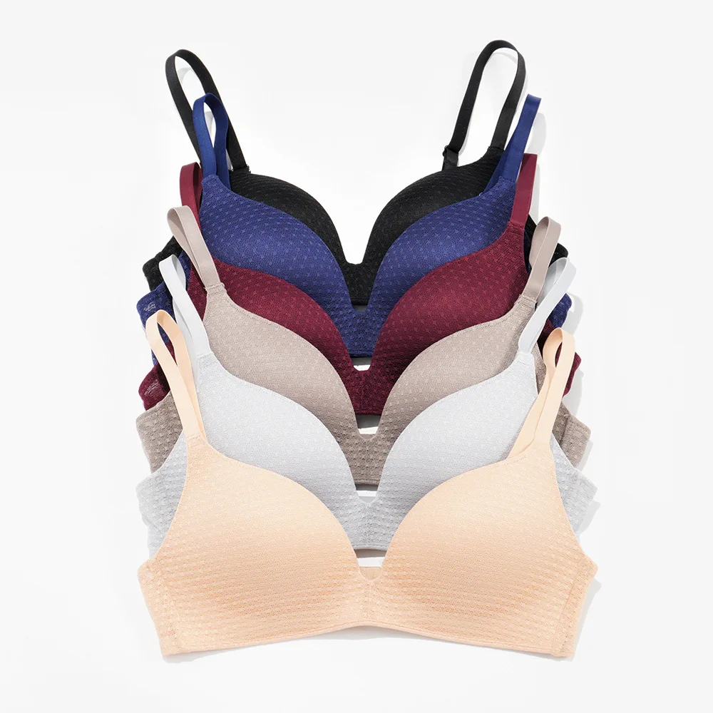 Ребристые бюстгальтера и трусиков, комплект бесшовного пуш-ап бра, комплект простой спортивный категории A, B, маленькая чашка женское дышащее нижнее белье, лифчики пуш-ап