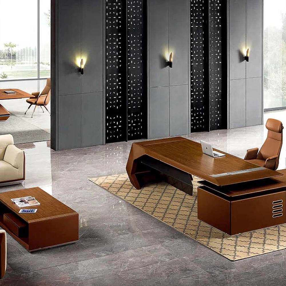 Luxury Leather Wooden Modern Boss Ceo Office Executive Desk