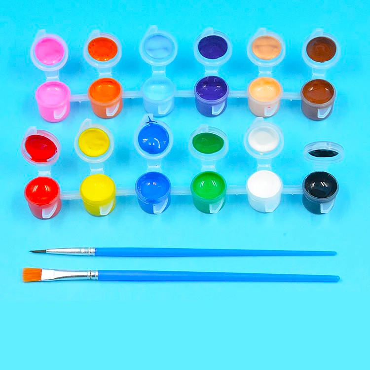Wholesale non toxic cheap mini 3ml strip pot kids acrylic color paint quick drying water soluble acrylic paints