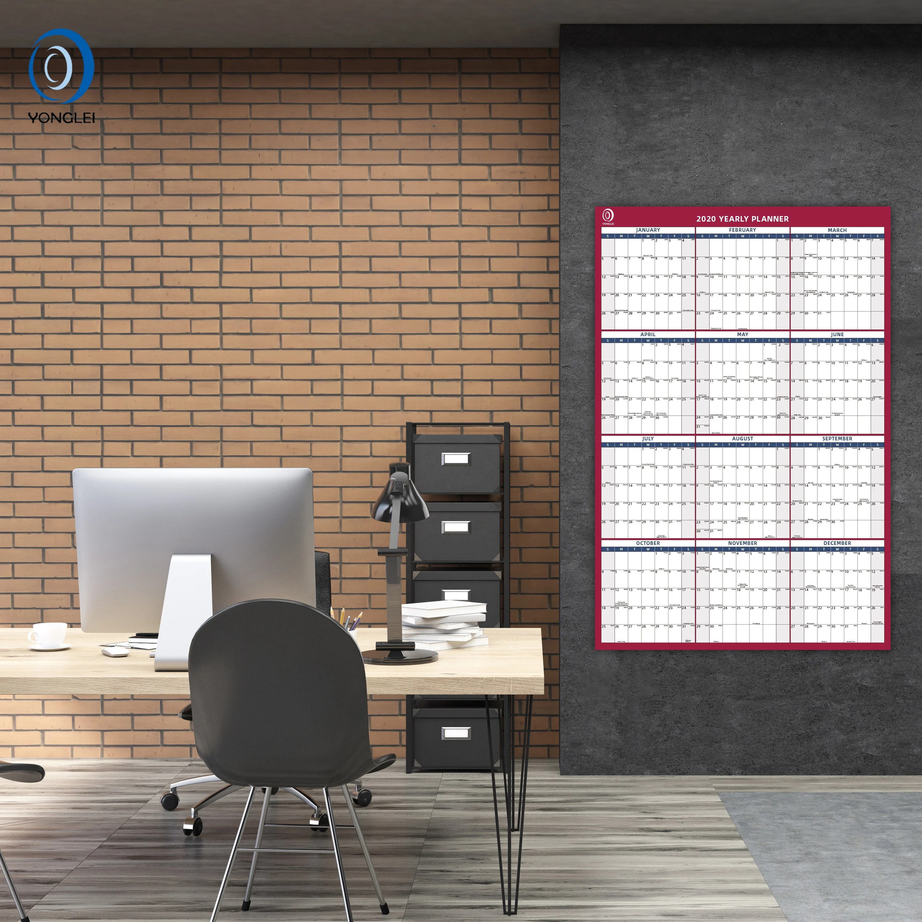 
026-2A2 Double sided erasable ecofriendly calendar 2020 wall calendar printing perpetual calendar 