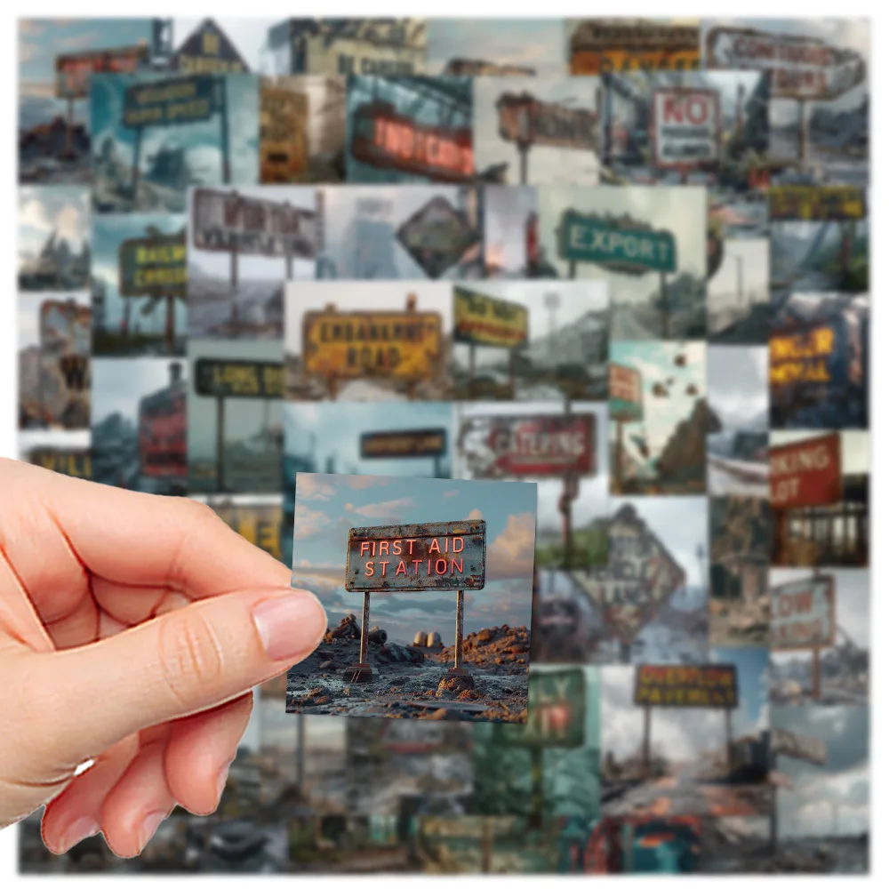 50PCS The end of the world apocalyptic signs shabby ruins negative landscape sticker