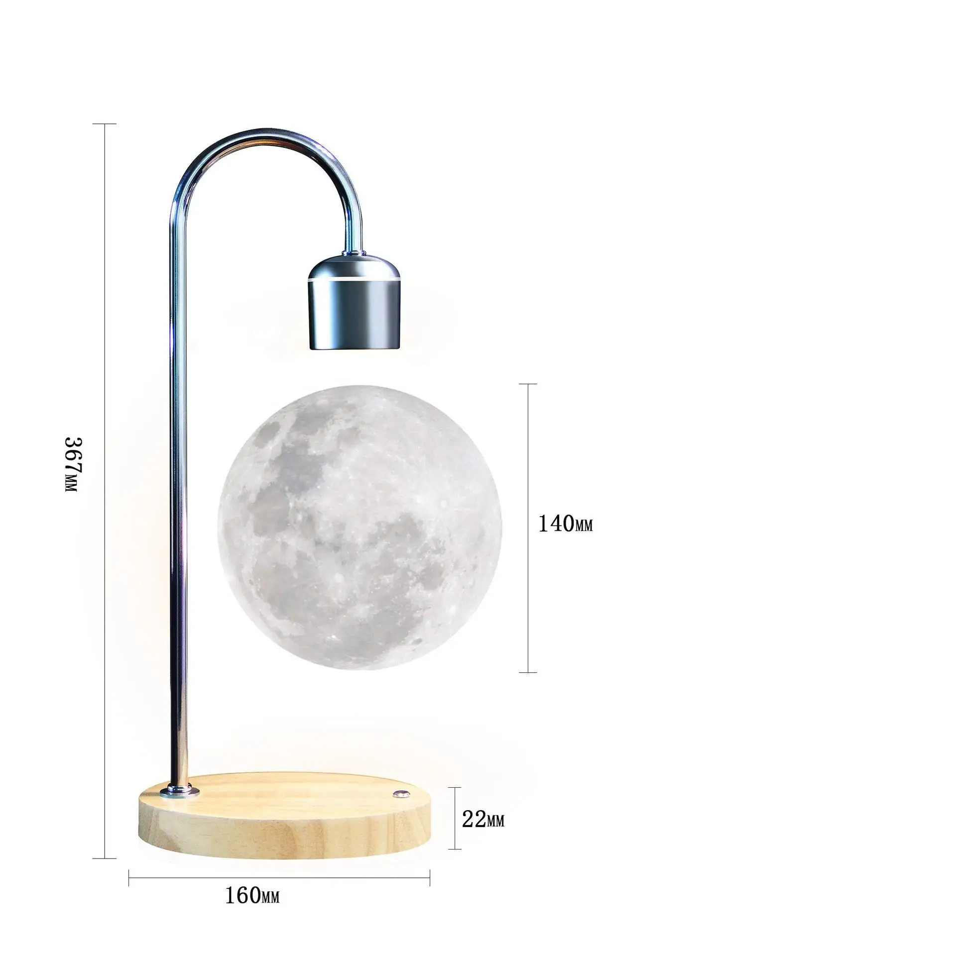 3D Printed Magnetic Levitating Moon Desk Light Study Reading Light Mobile Phone Wireless Charger Home Decor Table Lamp