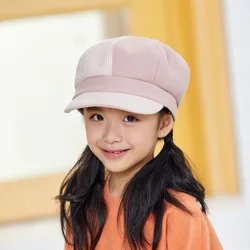 High Quality Wool Blend Contrast Color Peaked Cap for Children Unisex Fashion Outdoor Sun Protection Kids Beret Hat