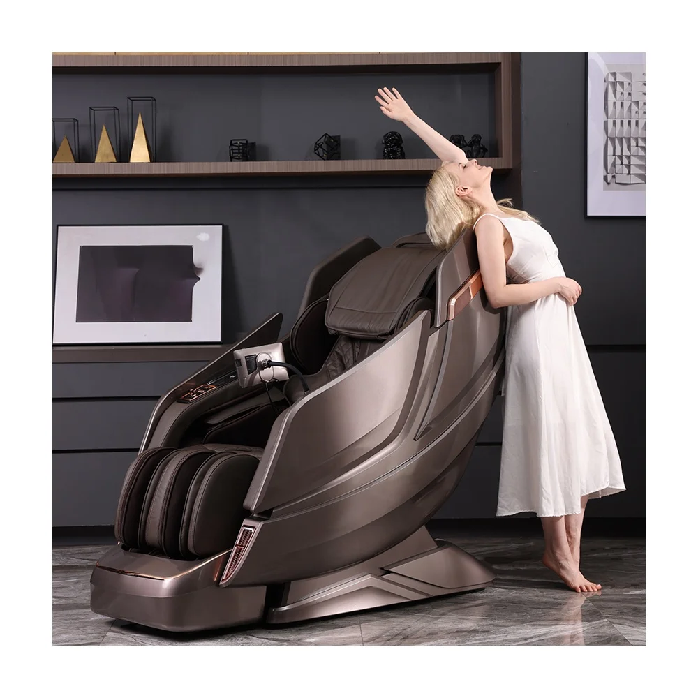 China Luxury Electric Zero Gravity Dual Core Massage Chair Full Body Massager 4d SL track Heated Automatic leg extension