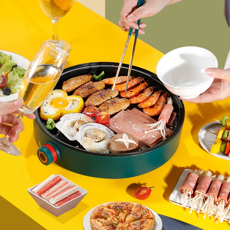 Customized Non-stick BBQ Grill  Hot Pot Frying  Cooking Pot Portable Electric Grill Pan