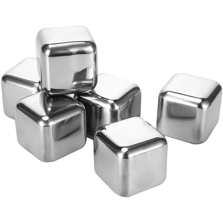 Factory Wholesale Custom Stainless Steel Cold Gold Cold Stone Honed Liquor Whiskey Chilling Metal Ice Cube Stone Gift Set