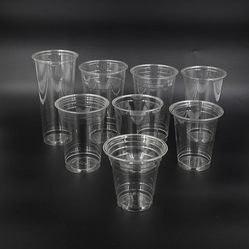 wholesale 12oz 24oz 16oz Biodegradable PLA Clear Cups Flat Dome Sip Lids Eco-Friendly Non-Plastic Disposable Paper Cups Stocked Wrapped
