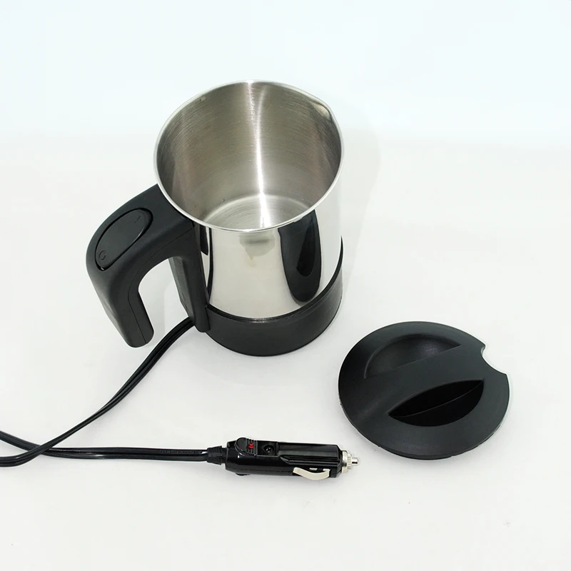 12v 24v Dual Voltage Adjustable 0.5 Litre Stainless Steel Car Truck Electric Kettle for Boiling Drinking Water