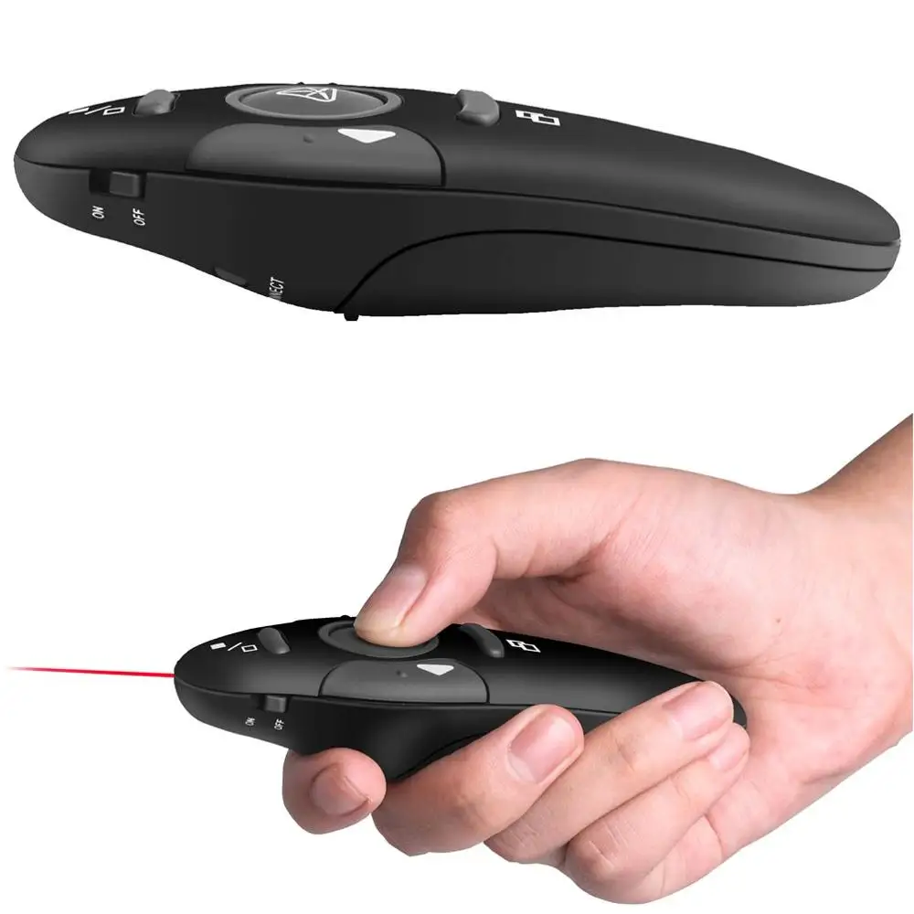 Amazon hot sale RF 2.4GHz Wireless Presentation Clicker with Red Laser Pointer for Mac/Win/Computer/Laptop