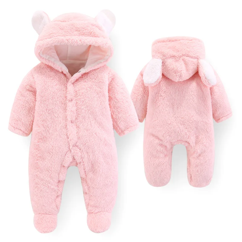 Warm Baby Winter Jumpsuit Fleece Newborn Romper Suits Cute Thick Bear Snowsuit for 0-12 months Baby Winter Clothes