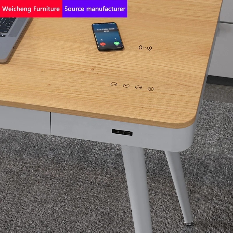 Современный домашний простой в установке компьютерный стол для учебы с динамиком беспроводной зарядки типа C и USB зарядка умный офисный