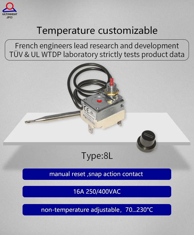 thermostat French technology 16A 230℃ Manual reset, failsafe, small temperature limiter, temperature protection 8L thermostat