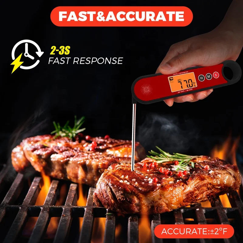 Factory Wholes Foldable Backlight Magnet Bottle Open Waterproof Digital Meat Thermometer