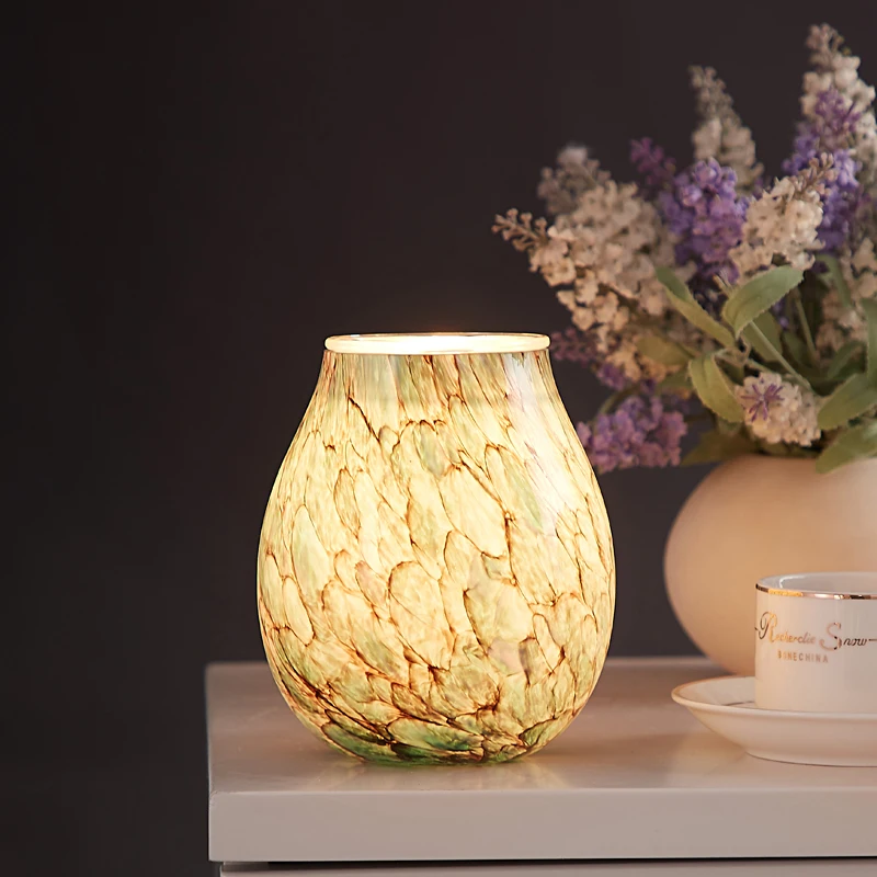 Hot Sale Color Changing Glass Mini Gift Electric Incense Burner Melt Wax Candle Warmer Lamp