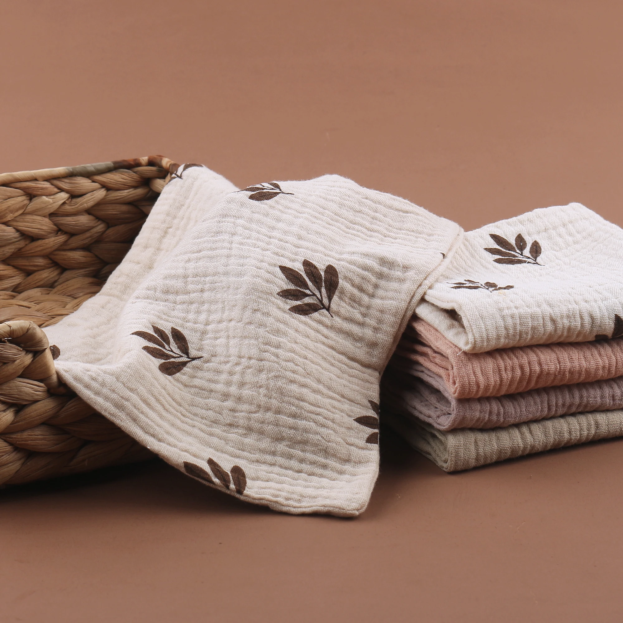 New 100% Organic Cotton Six-Layer Gauze Square Towel Muslin Face Cloth Handkerchief Baby Washcloth for Children