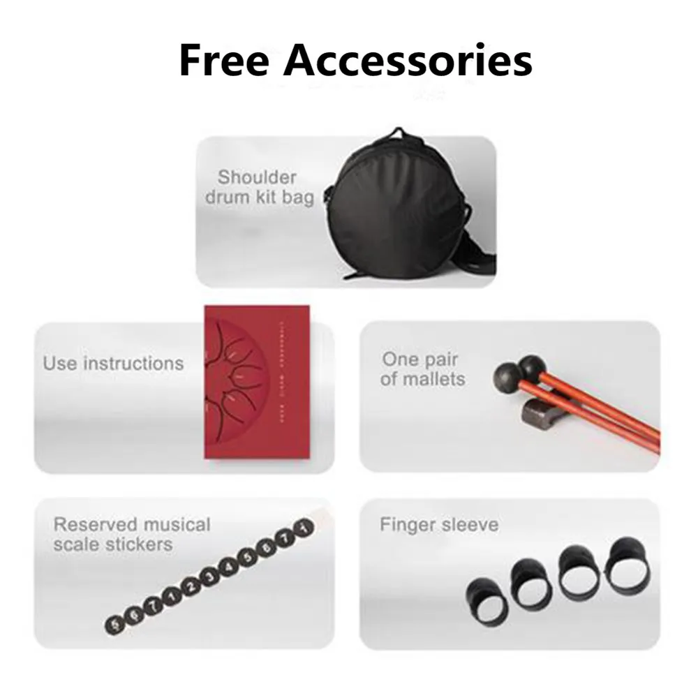
8 Tones 8 Inch Steel Tongue Drum Handpan Drum Tank with Free Accessories 