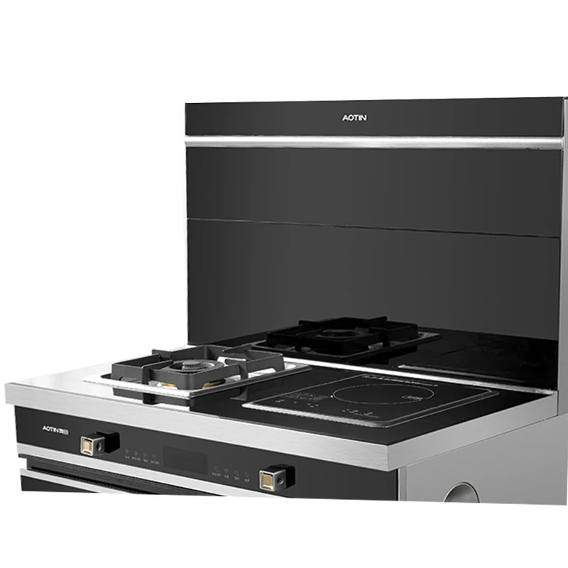 Hot selling gas cooker with hood 2 burners multi-function stove with Bowl Disinfection and Drying Function