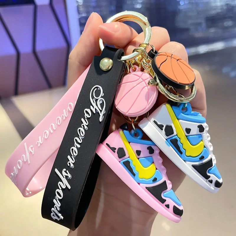 Wholesale Aj Sport Shoes Accessories Couple Rubber Llaveros Keychain Minin 3D Jordan Sneakers Silicone Keyring Charm Pendant