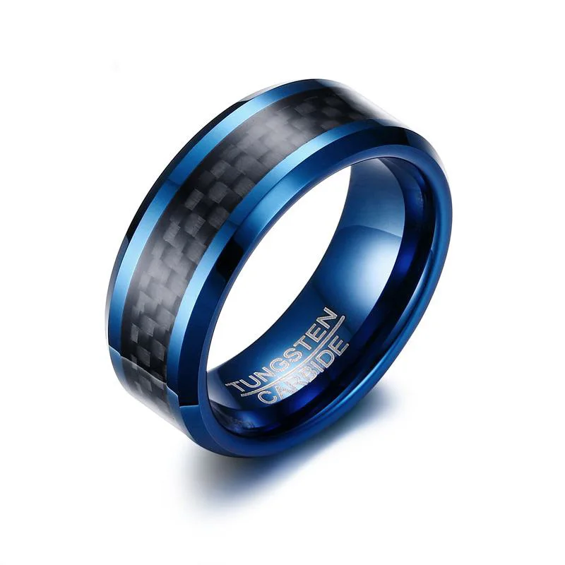 High Quality Blue Color Tungsten Carbide Rings Tungsten Carbide Rings For Men Wedding Bands Male Ring Bague Homme