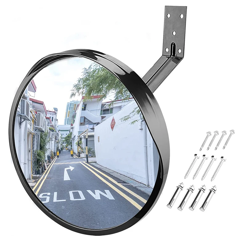 Convex Blindspot Mirror for Driveway Garage 12 inch Adjustable Wide Angle View Curved Security Blind Spot Mirror