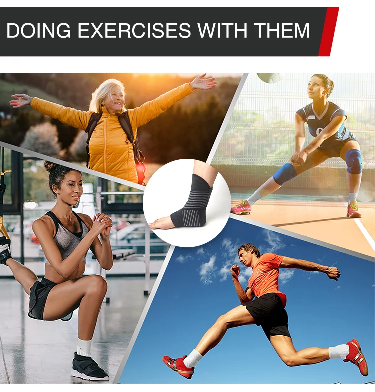 Football Sports Strain Wraps Bandages Elastic Compression Ankle Protection Socks Sleeve Brace Ankle Support