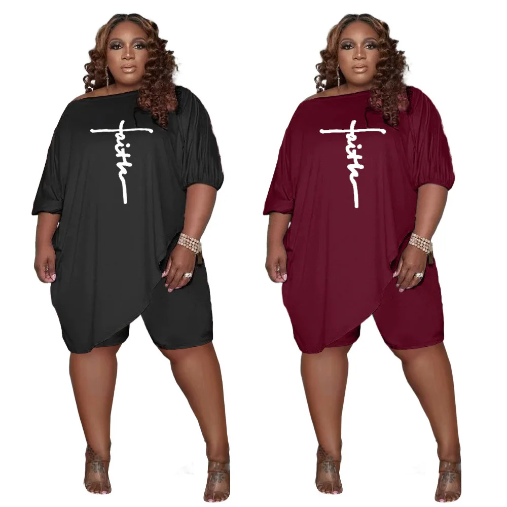 Autumn sets womens clothing two piece fashion plain irregular hem plus size lounge wear two piece set