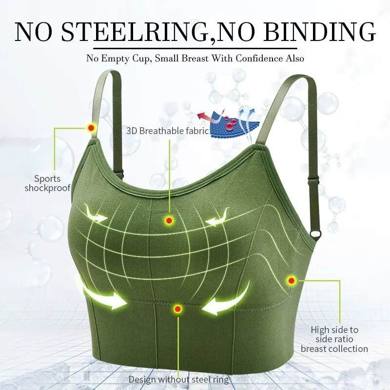 Teenage Girl Gym Sports Vest Bra Seamless Sexy Backless Wire Free Underwear Full Cup Inner Padded Female Yoga Bra
