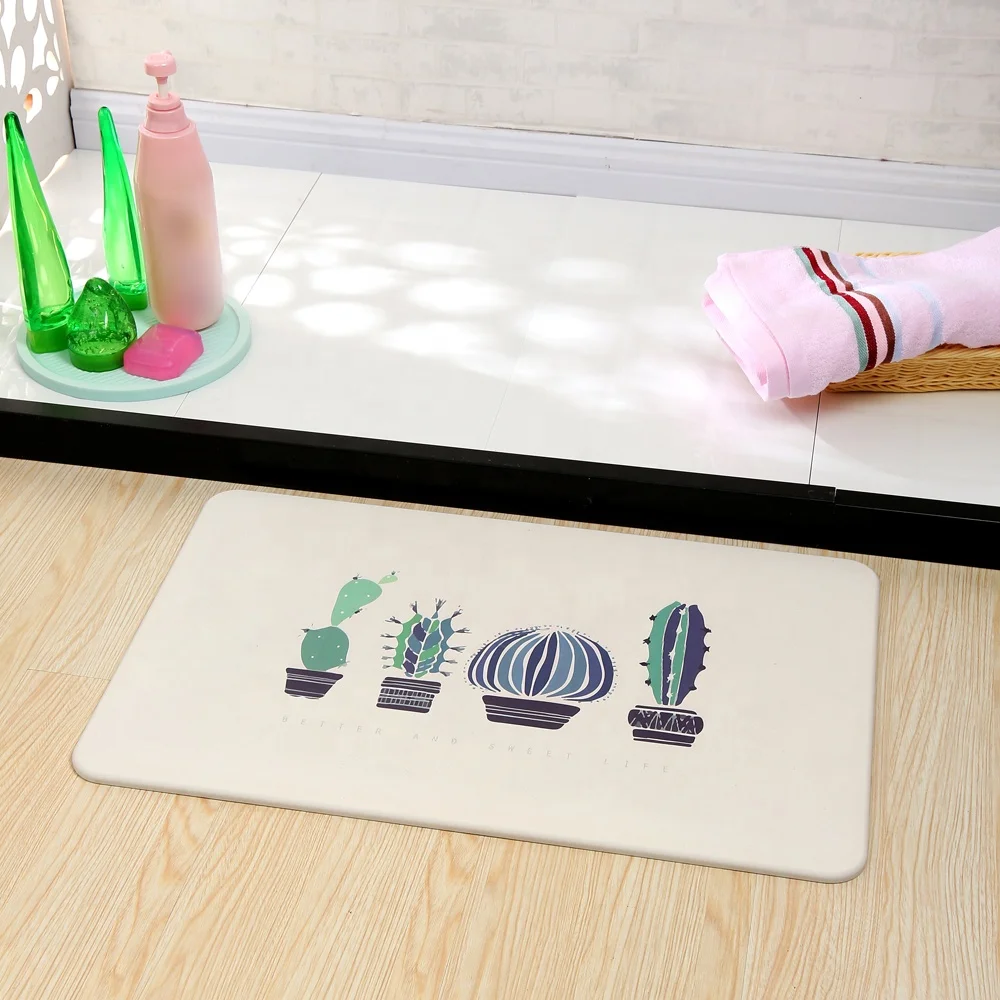 Eco-friendly non-slip quick dry Water Absorbent anti-bacterial anti-mould durable Diatomite Bath Mat diatomaceous earth mat