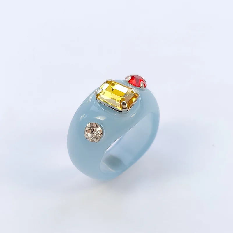 Transparent Resin Candy Color Acrylic Rings Set Knuckle Stacking Gemstone Crystal Kids Boho Rings Jewelry for Women