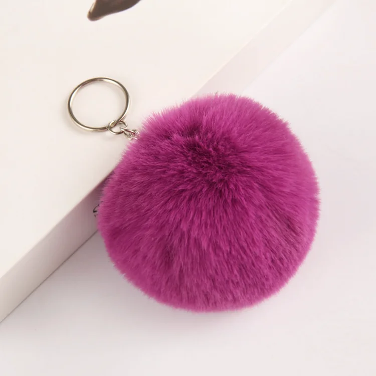 New arrival colorful furry puff ball cute soft car accessories keychains pendant pom pom keychain