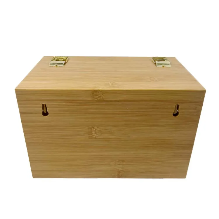 WDF Wall Mount Bamboo Plastic Bag Holders Grocery Garbage Bags dispenser Bamboo Trash Bag Dispenser with Lock and Holder