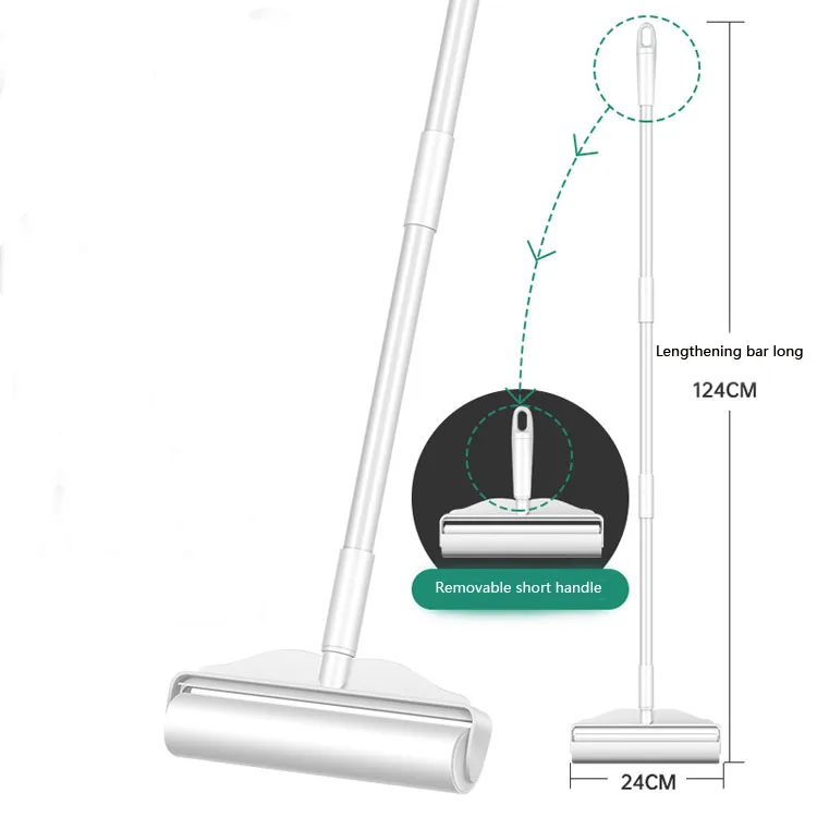 Lint Roller Remover Cleaning Roller Pet Hair Remover Sticky Lint Roller With Long Extendable Handle 24cm