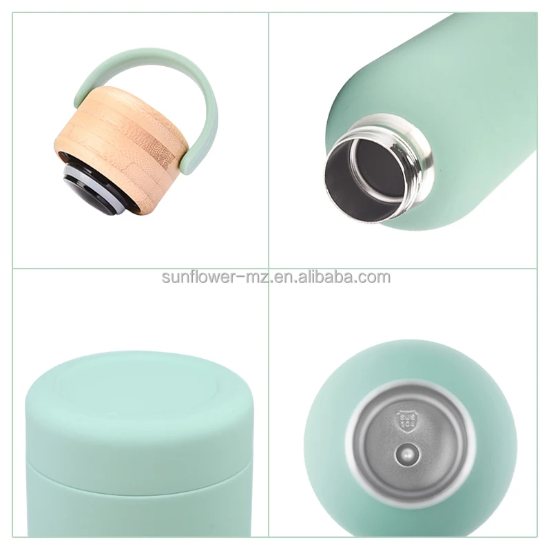 500ml  Skinny Tumbler  Doubl Wall Stainless Steel Portable Large Capacity Thermal Water Bottle  with Bamboo Lid