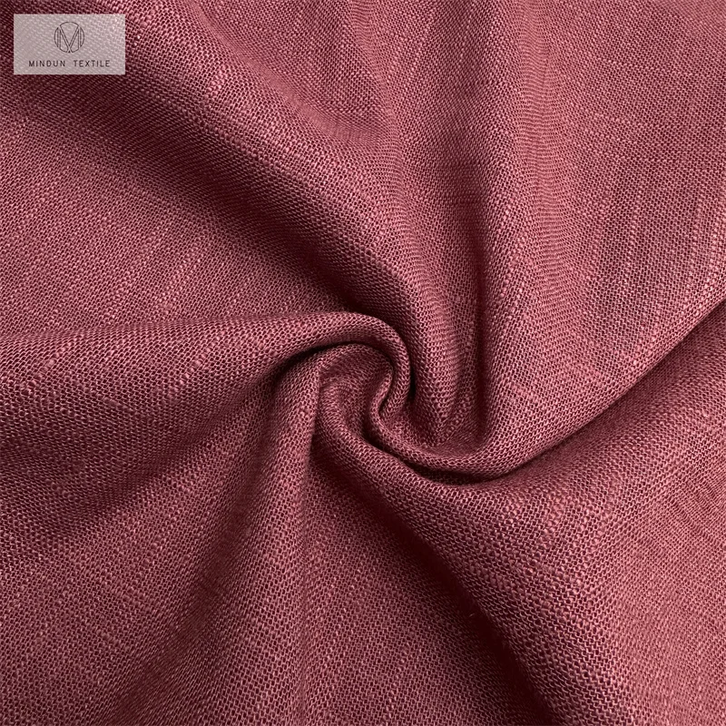 Mindun Linen/cotton/viscose Fabric In Stock Hot Selling Hemp 224gsm Soft Yarn Dyed Slub Linen Shirting Fabric Fabric
