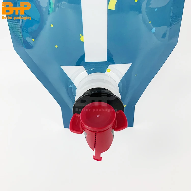 Customized 3 litres 5 litres 10 litres plastic tap bag in box beverage packaging with handle spout pouch re-filling bag